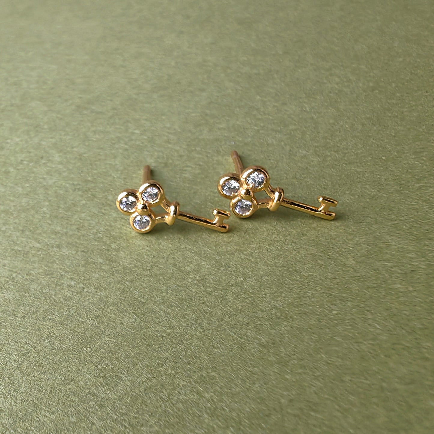 Gold Vermeil Sterling Silver Key Stud Earrings