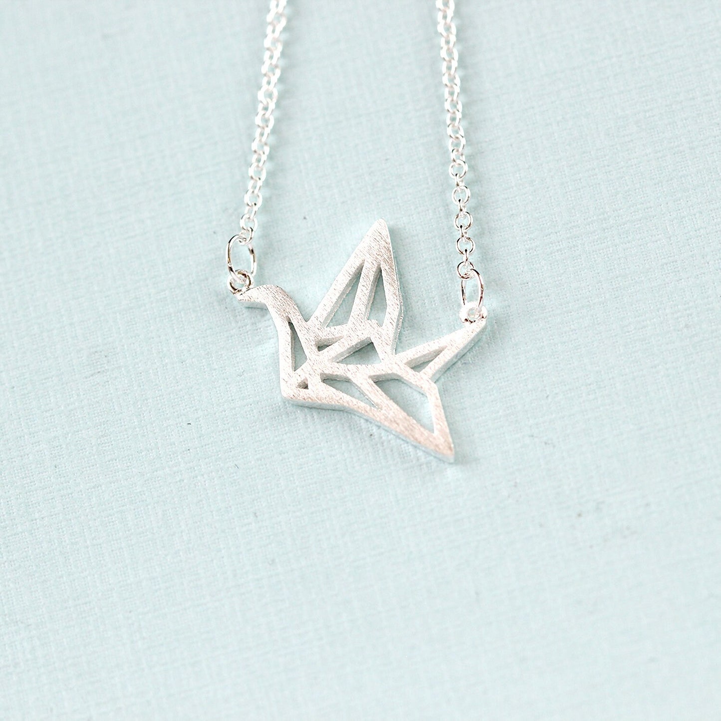 925 Sterling Silver Origami Crane Swan Necklace