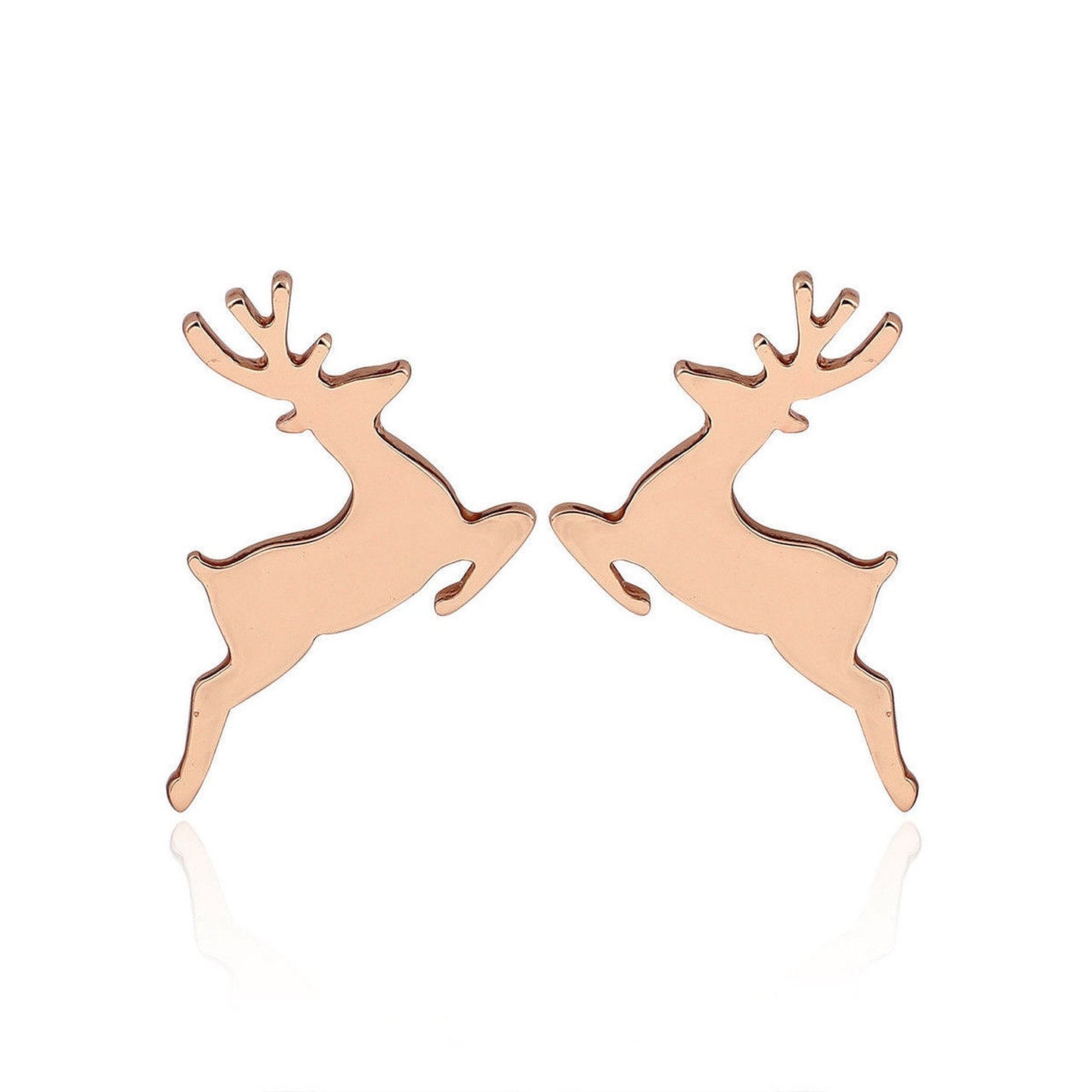 Silver or Gold Plated Leaping Reindeer Stud Earrings