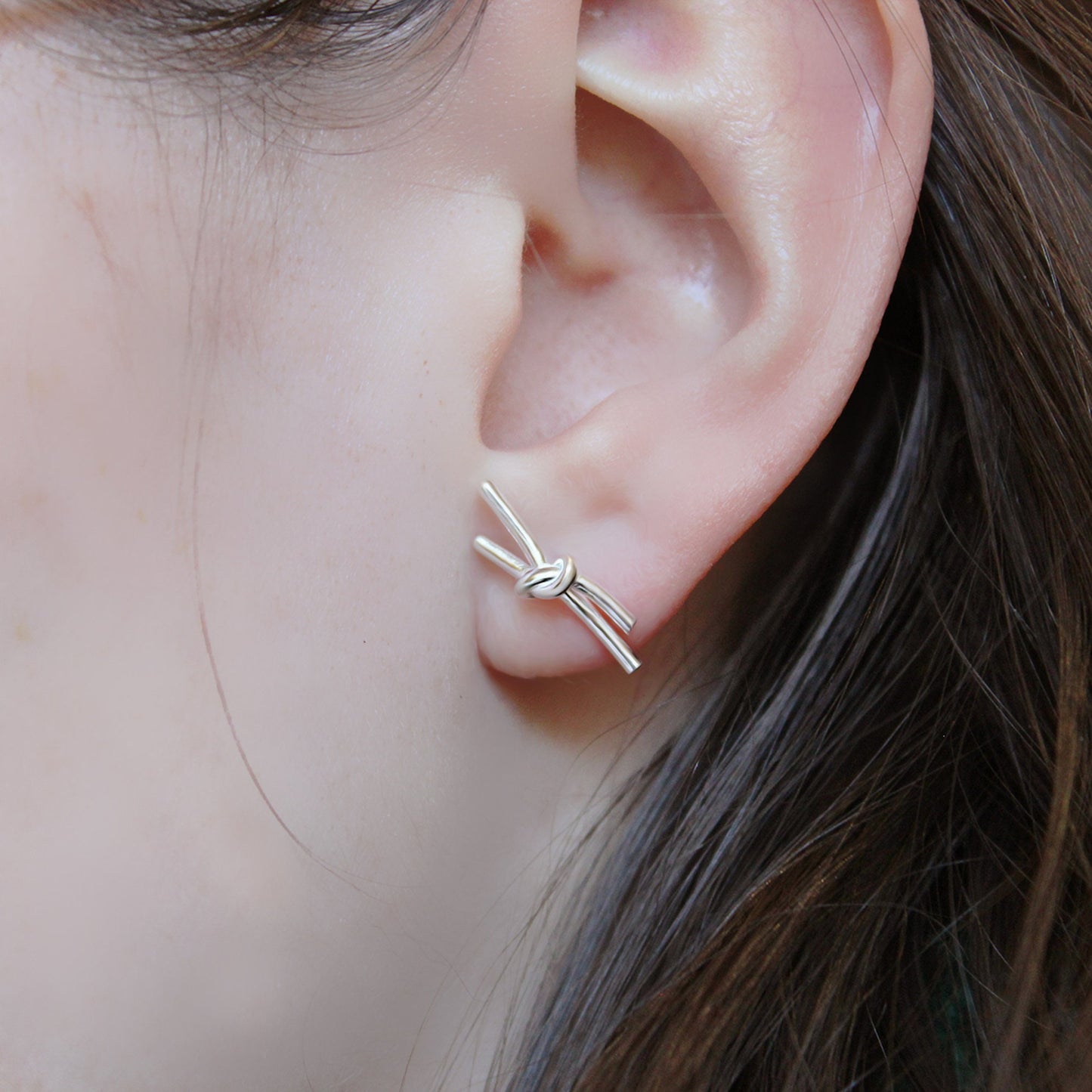 Sterling Silver Friendship Knot Stud Earrings