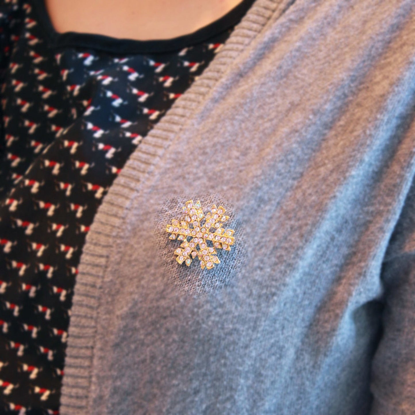 Sparkling Crystal Snowflake Brooch Pin