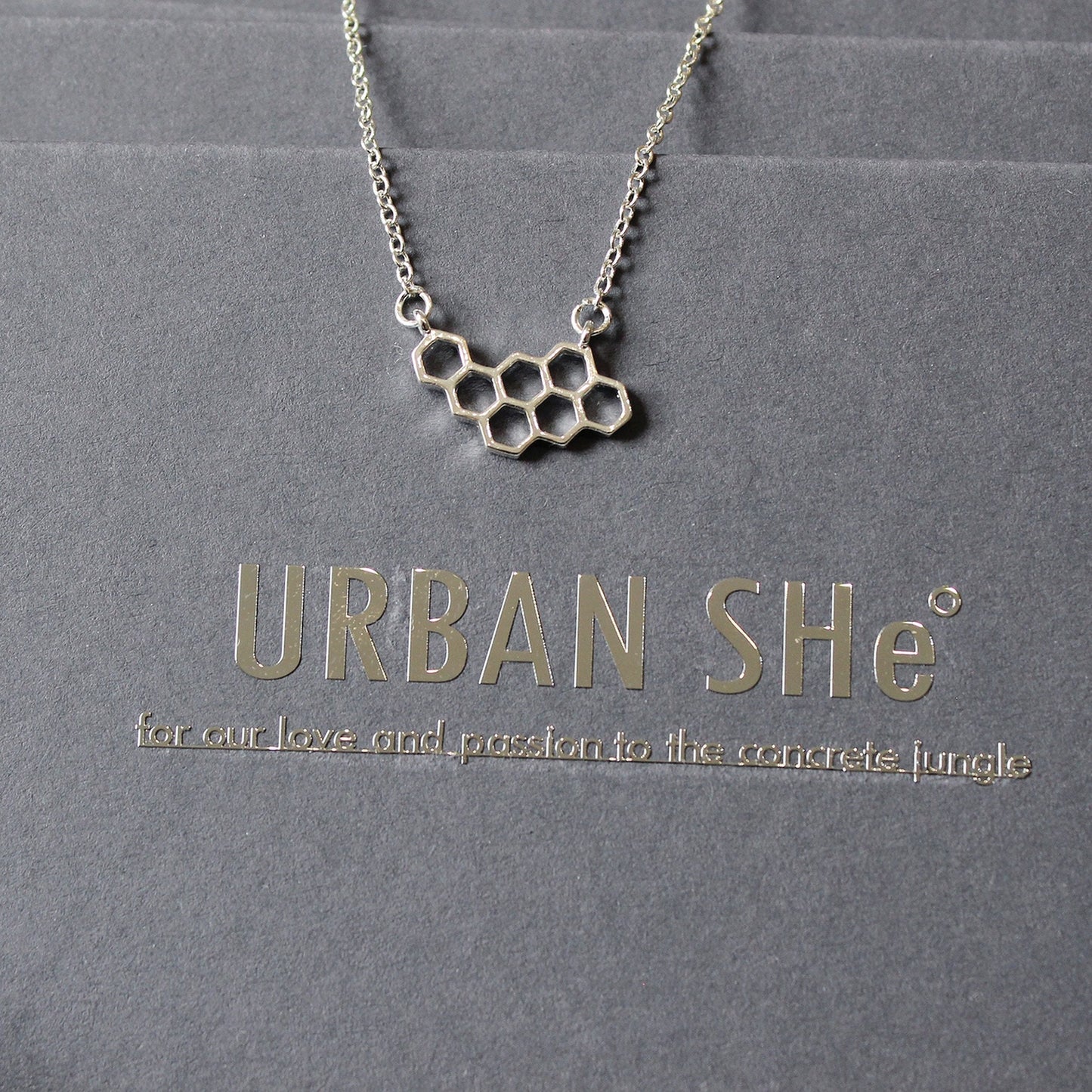 Silver or Gold Plated Geometric Honeycomb Necklace