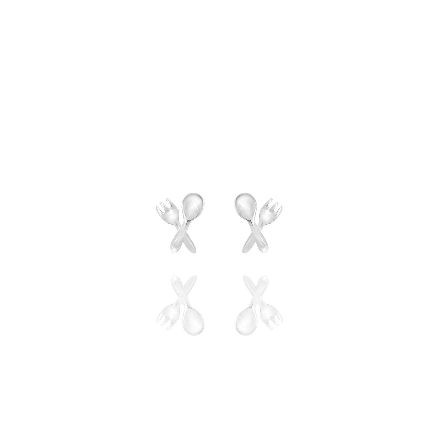 Mini Sterling Silver Fork and Spoon Stud Earrings