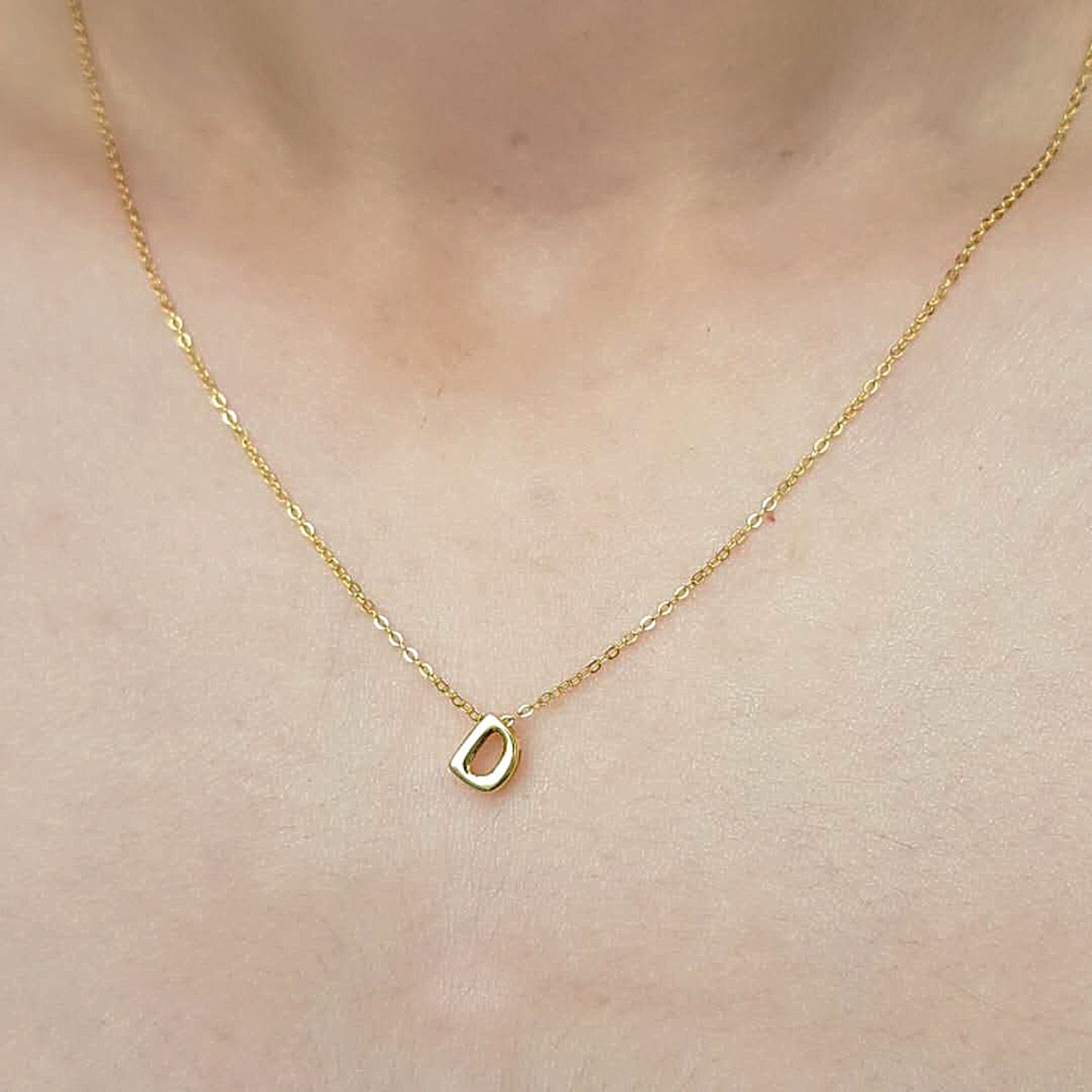 14K Gold Plated Silver Initial Letter Necklace