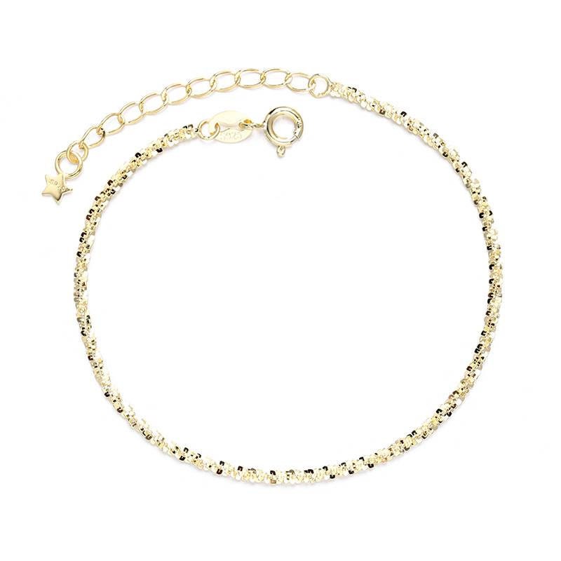 925 Sterling Silver Shimmering Fine Link Chain Bracelet Delicate Minimal Silver Gold Black Rope Bracelet