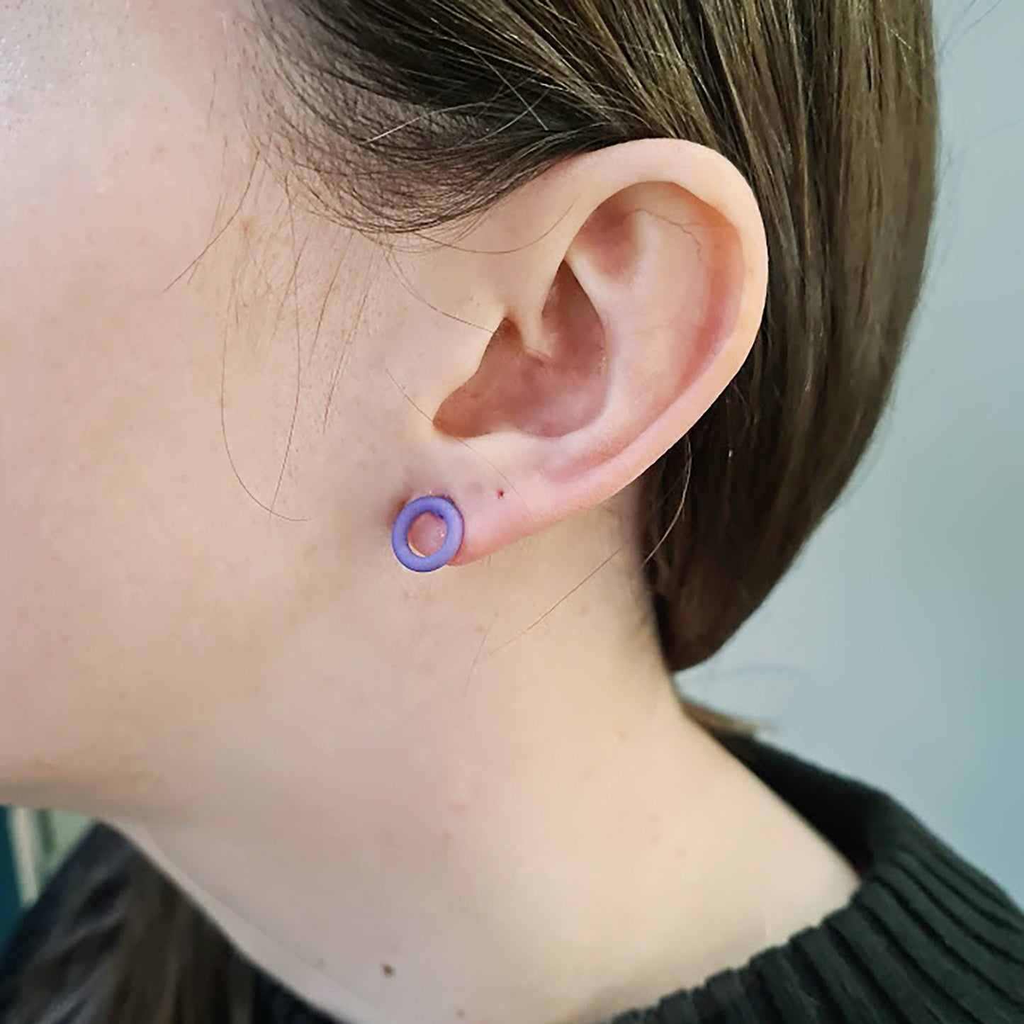 Violet Purple or Orange Circle Stud Earrings