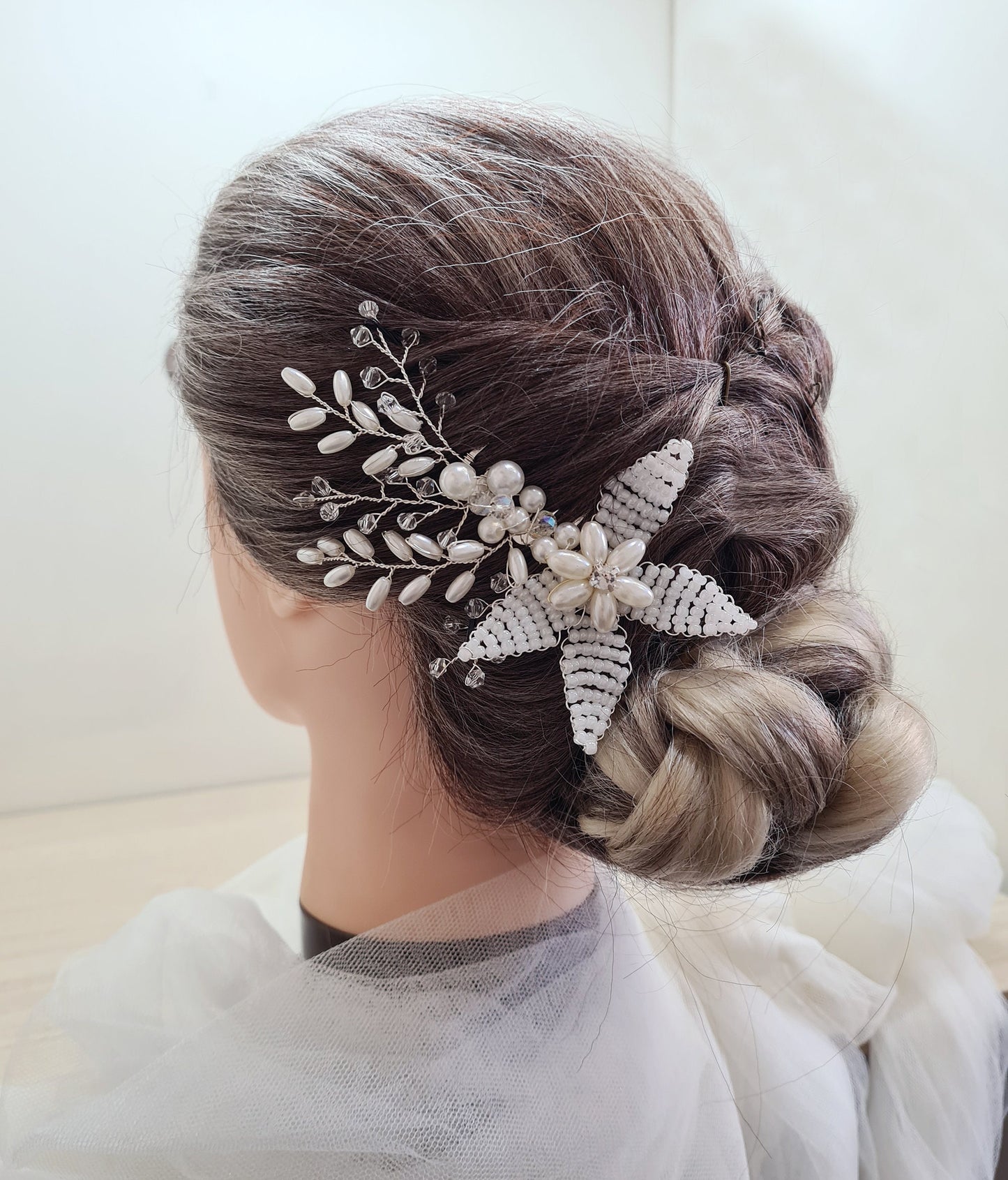 Beaded Ivory Flower Bridal Wedding Side Hair Comb Hair Clip Bridesmaid