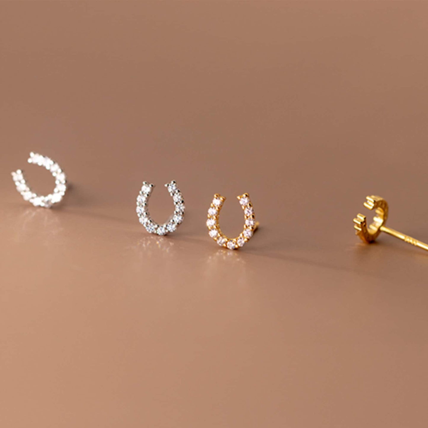 Small Diamante Horseshoe Stud Earrings