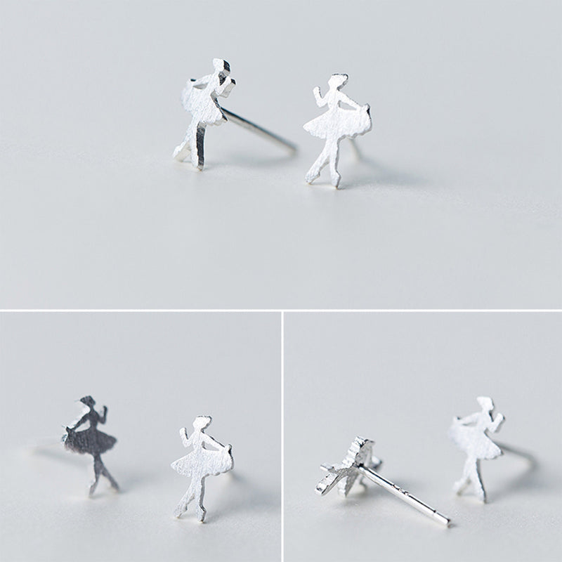 Sterling Silver Small Ballerina Stud Earrings