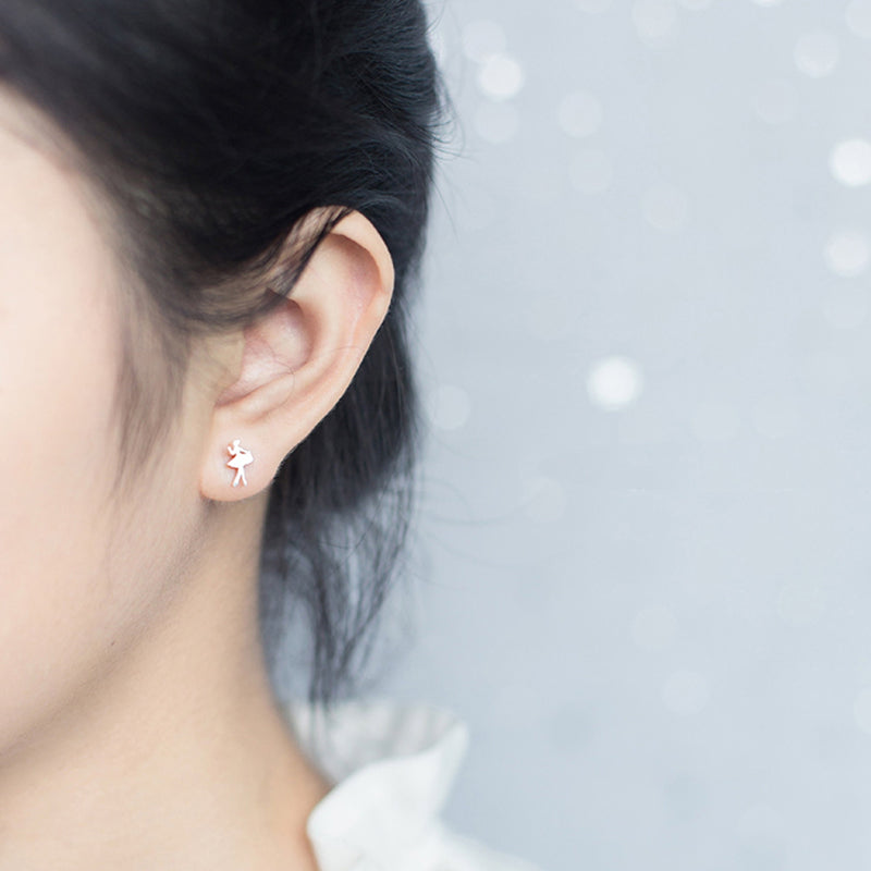 Sterling Silver Small Ballerina Stud Earrings