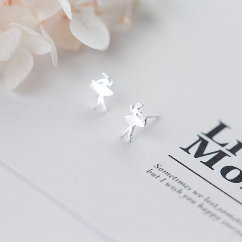 Sterling Silver Small Ballerina Stud Earrings