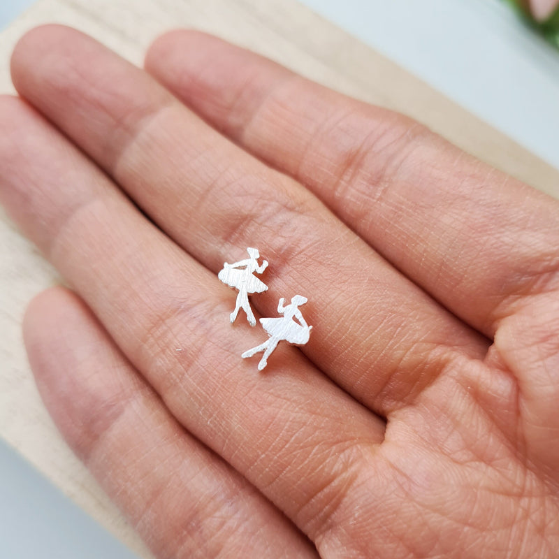 Sterling Silver Small Ballerina Stud Earrings