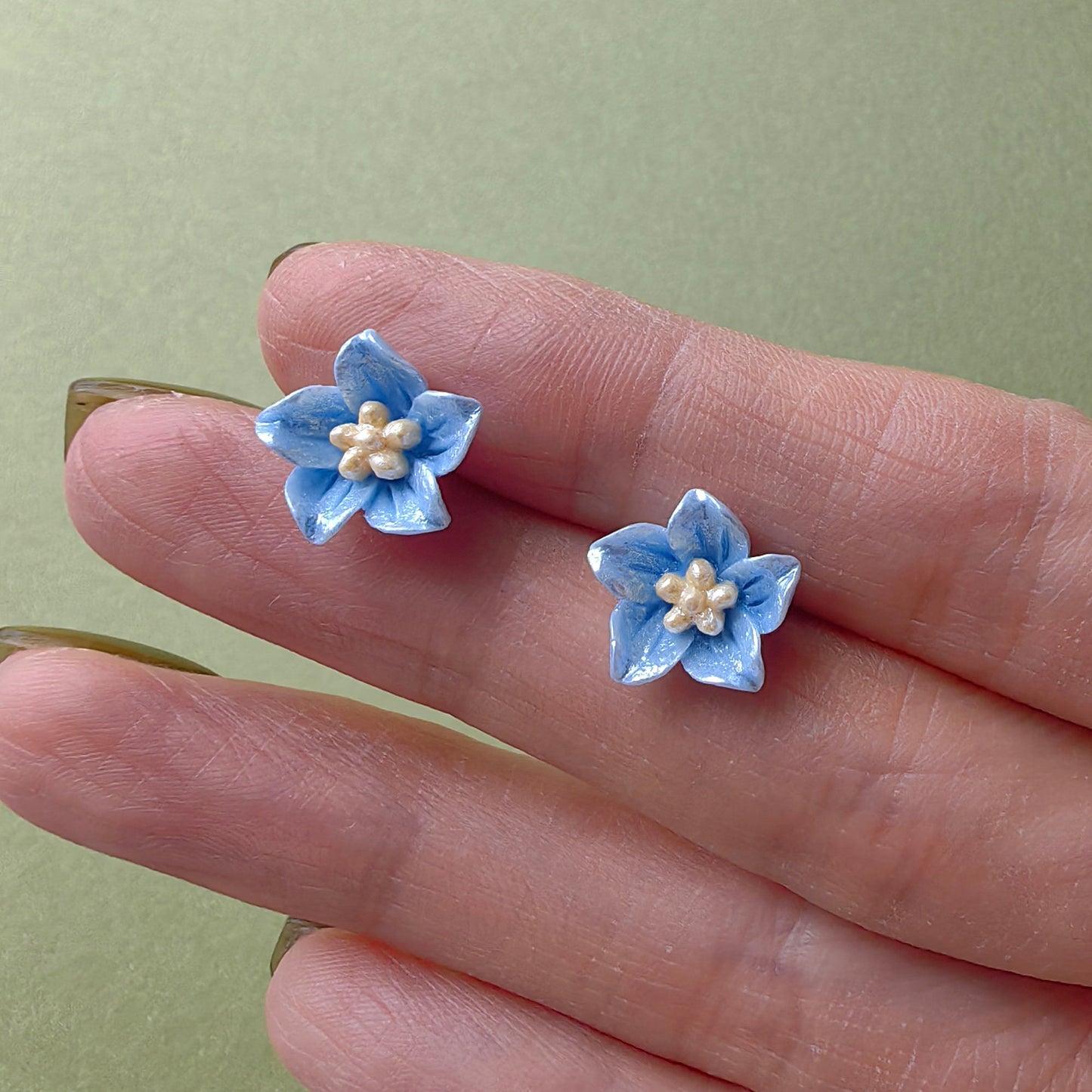 Acrylic Blue Balloon Flower Stud Earrings with Silver Posts Jewellery for Kids Girls Daily Wear 3D Flower Earrings