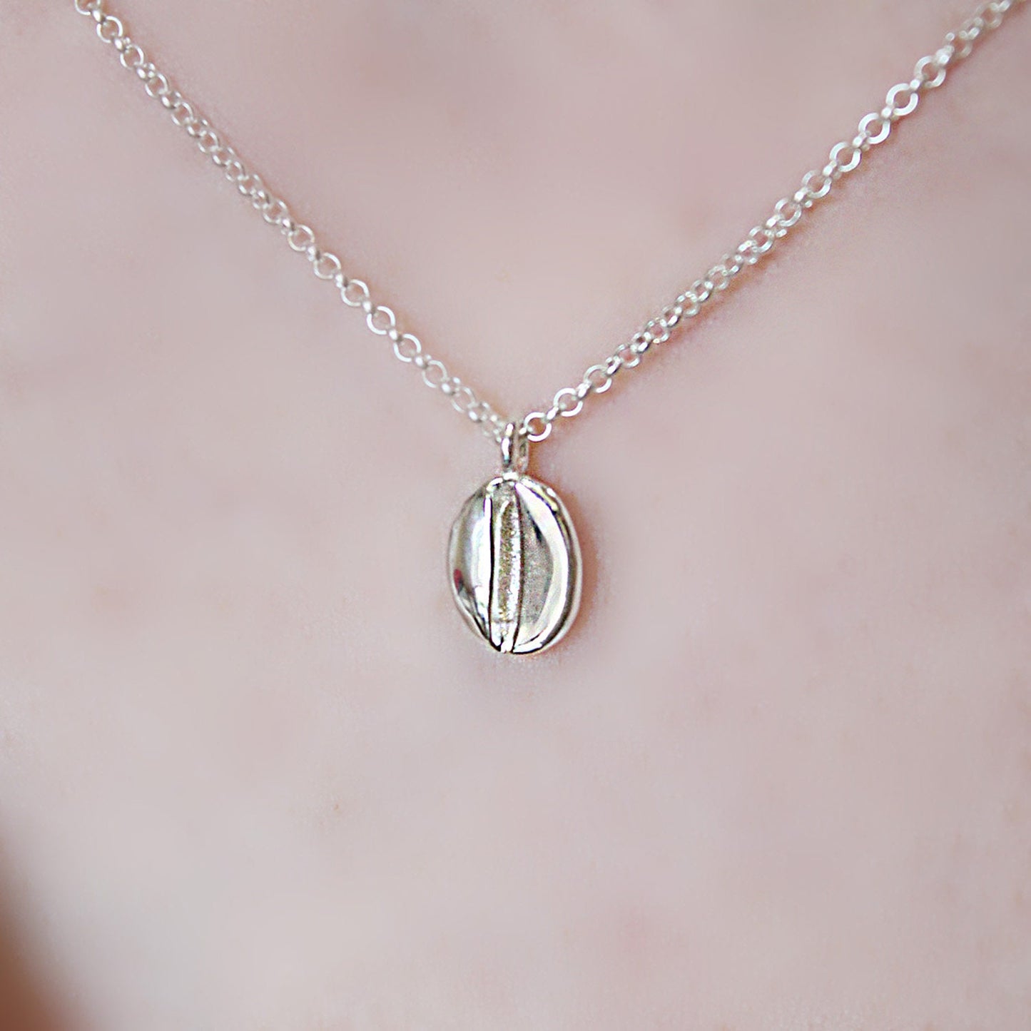 925 Sterling Silver Coffee Bean Necklace