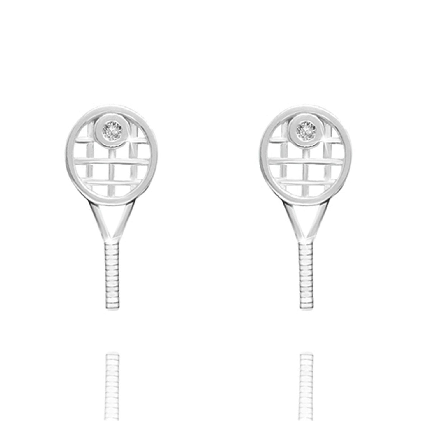 Sterling Silver Tennis Racket Stud Earrings Sports game lover jewellery badminton