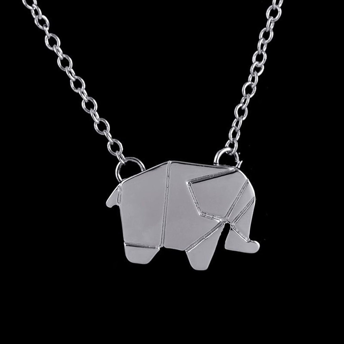 Silver or Gold Plated Origami Elephant Necklace