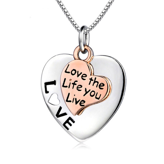 Sterling Silver Engraved 'Love The Life You Live' Tag Necklace