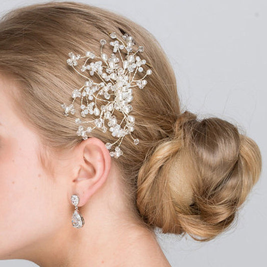 diamante glittering spray of pearls Ivory bridal hair comb headpiece hair slide wedding headpiece hair accessories u.k.