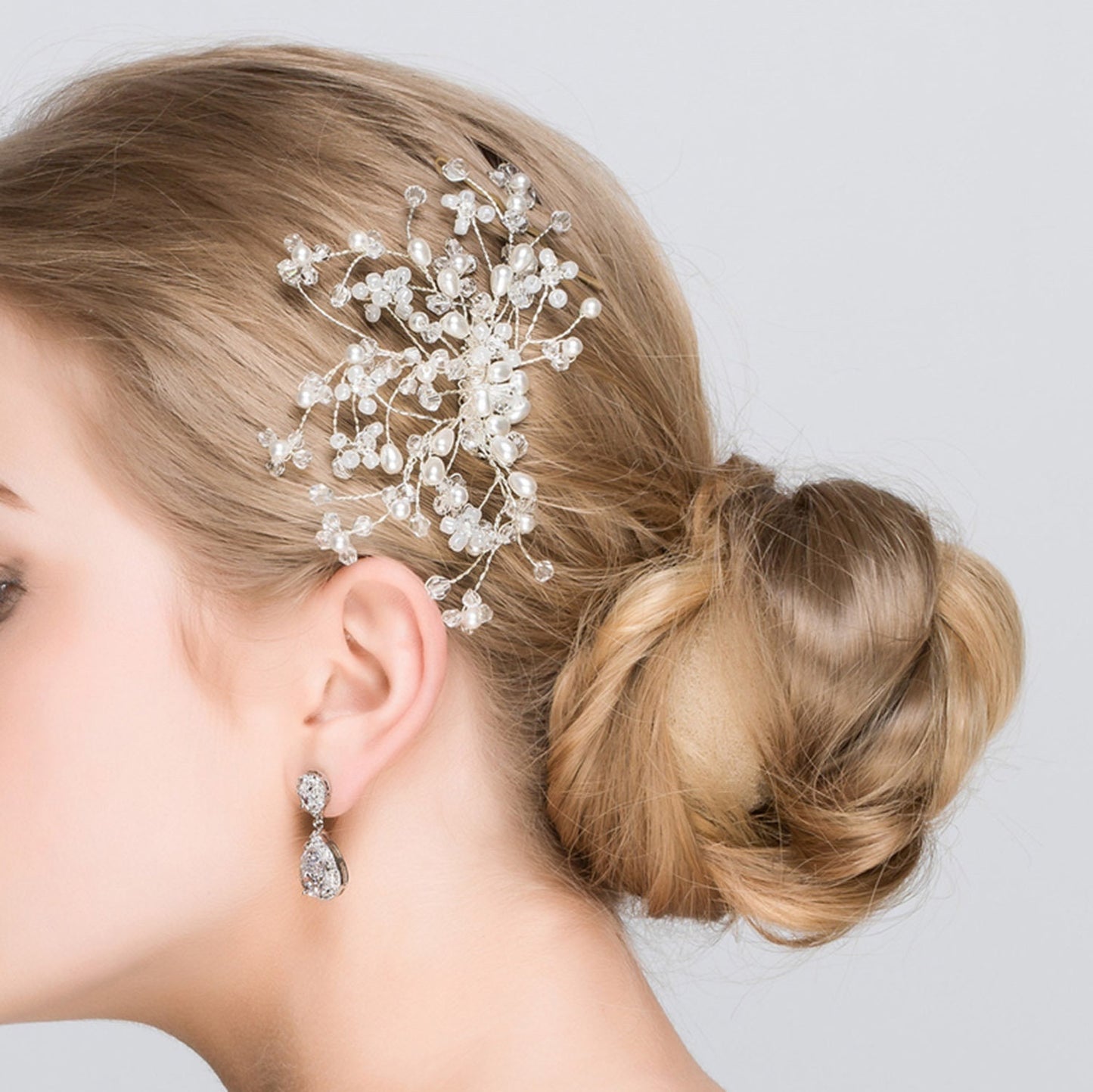 diamante glittering spray of pearls Ivory bridal hair comb headpiece hair slide wedding headpiece hair accessories u.k.