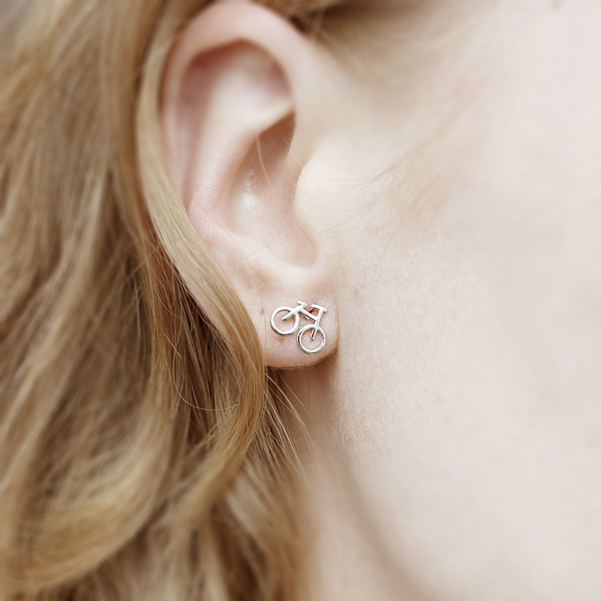 Sterling silver hot sale bicycle earrings