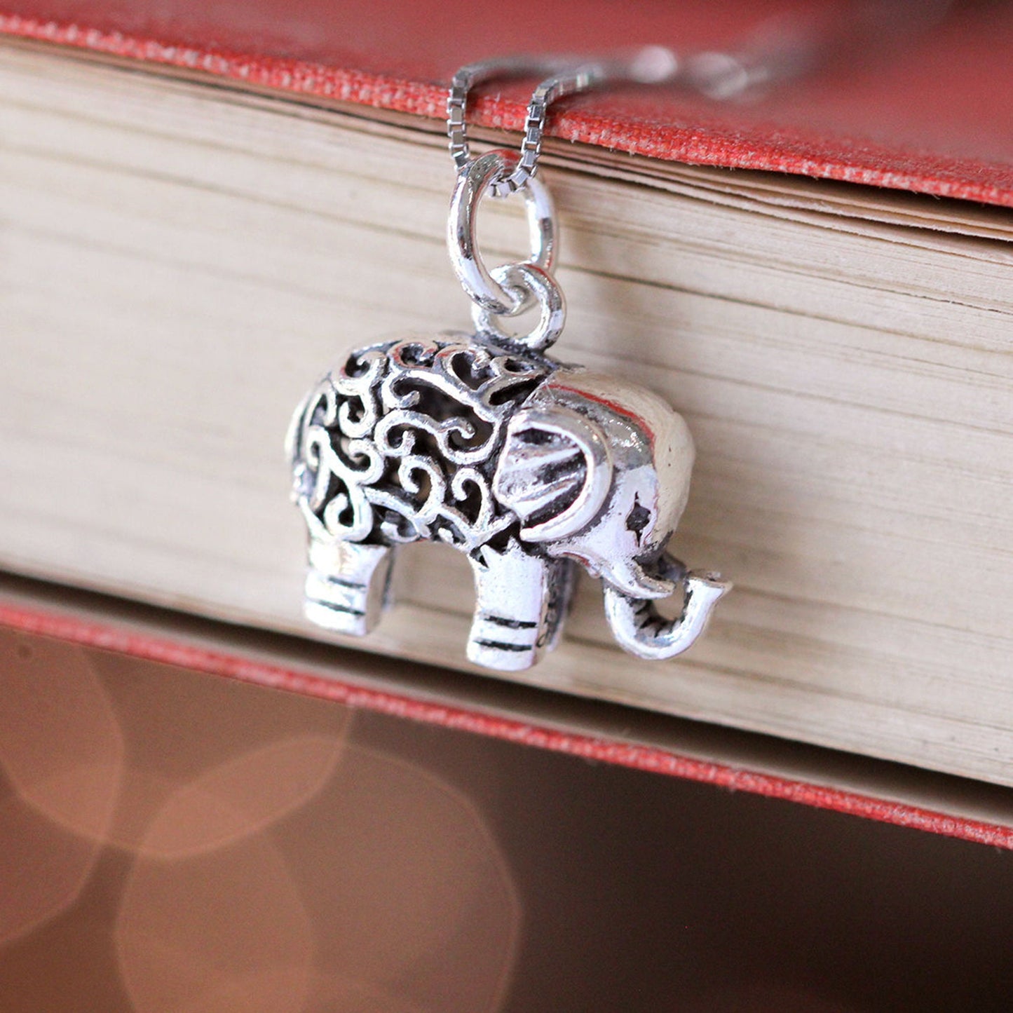 Sterling Silver 3D Elephant Necklace