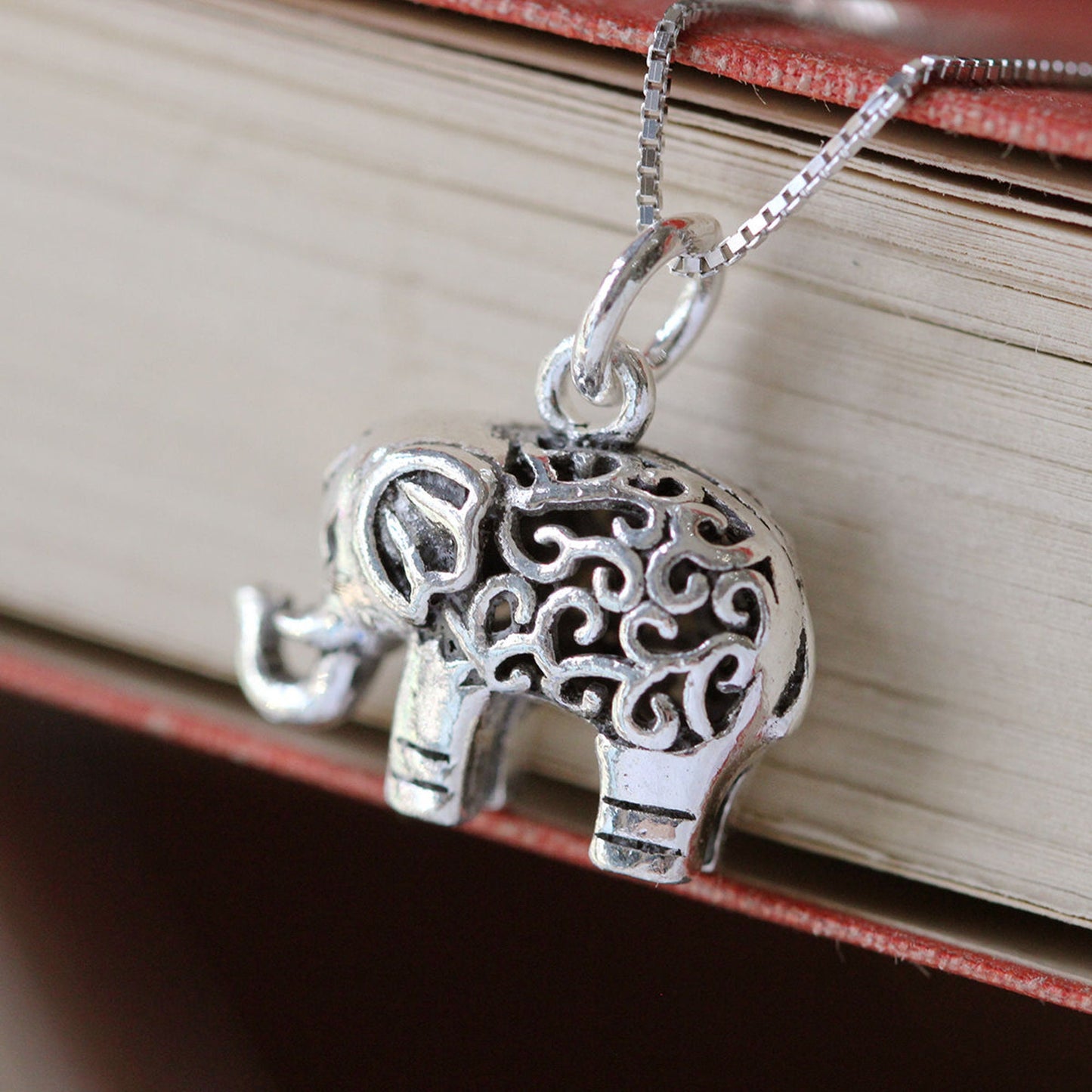 Sterling Silver 3D Elephant Necklace