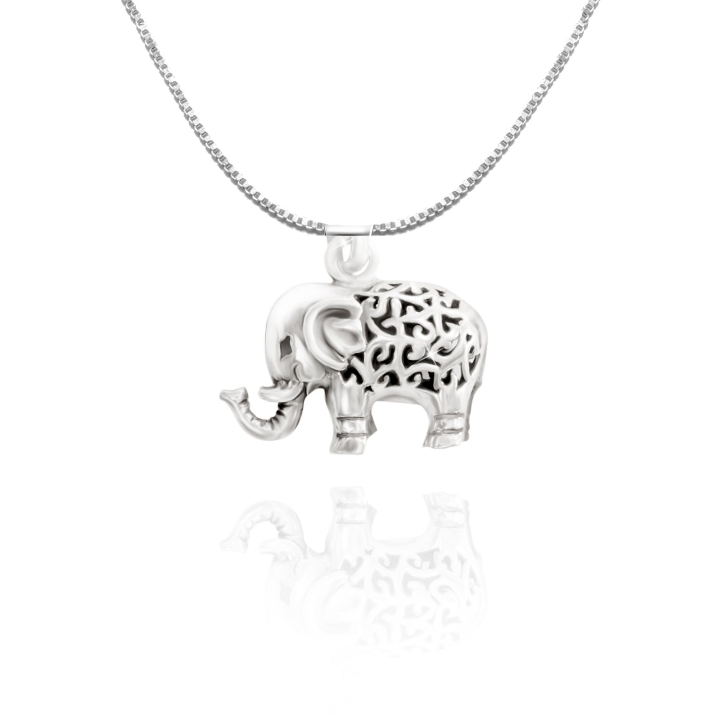 Sterling Silver 3D Lucky Elephant Necklace