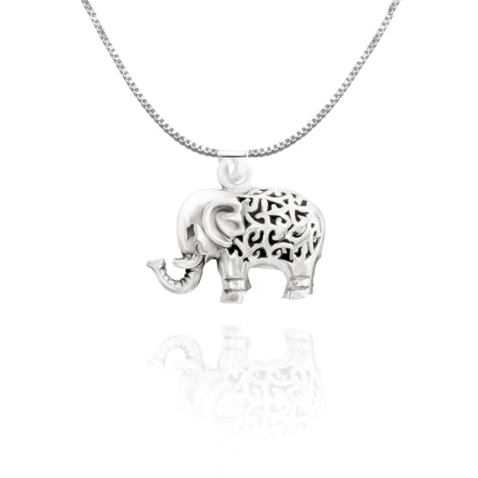 Sterling Silver 3D Elephant Necklace