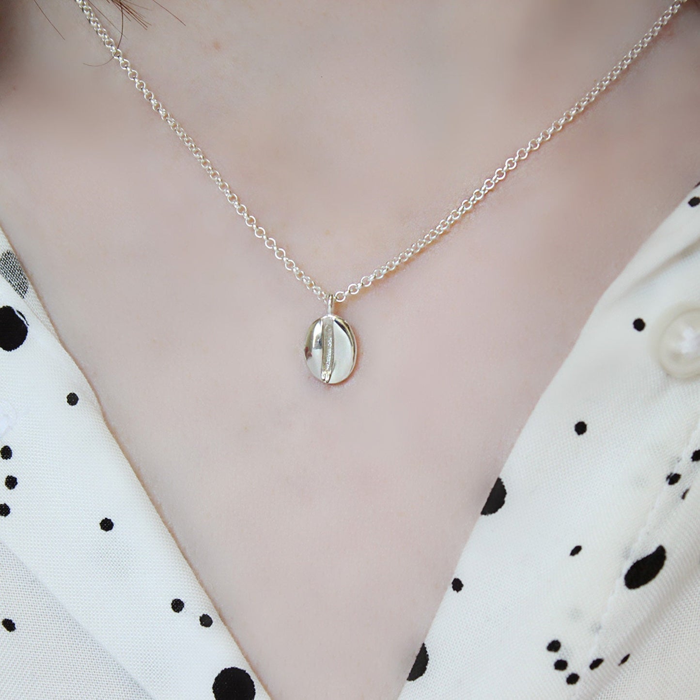 925 Sterling Silver Coffee Bean Necklace