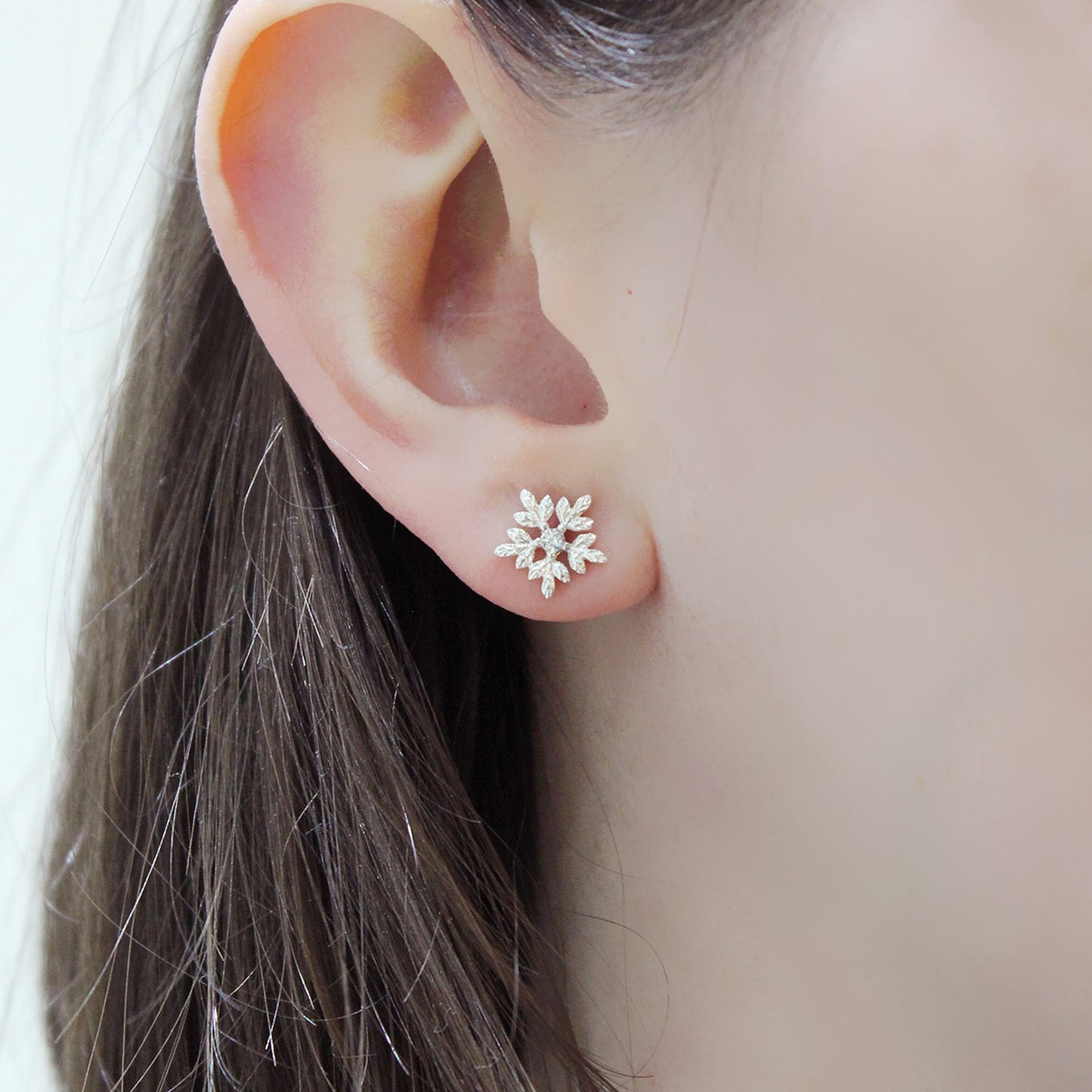 Sterling Silver Delicate Snowflake Necklace or Stud Earrings