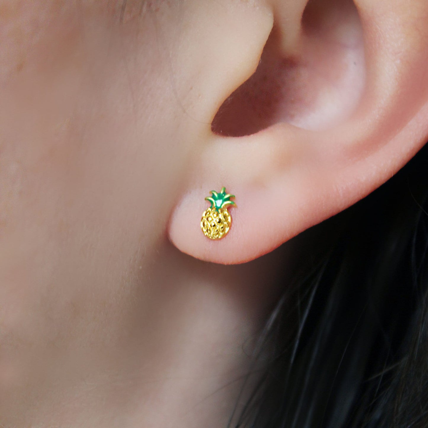 Gold Plated Silver Mini Pineapple Stud Earrings