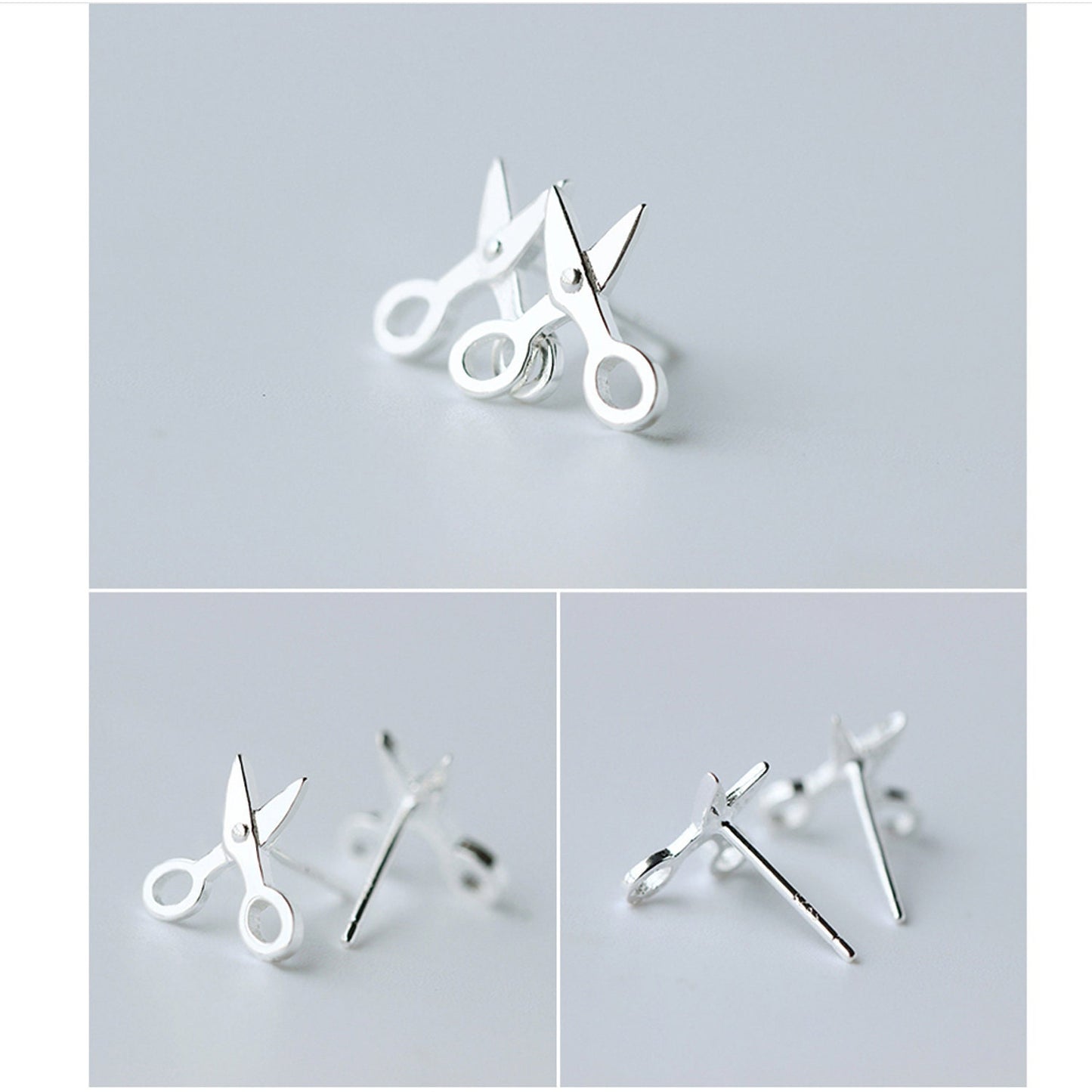 Sterling Silver Scissors Earrings Necklace hairdresser studs earrings salon barbers craft Pendant