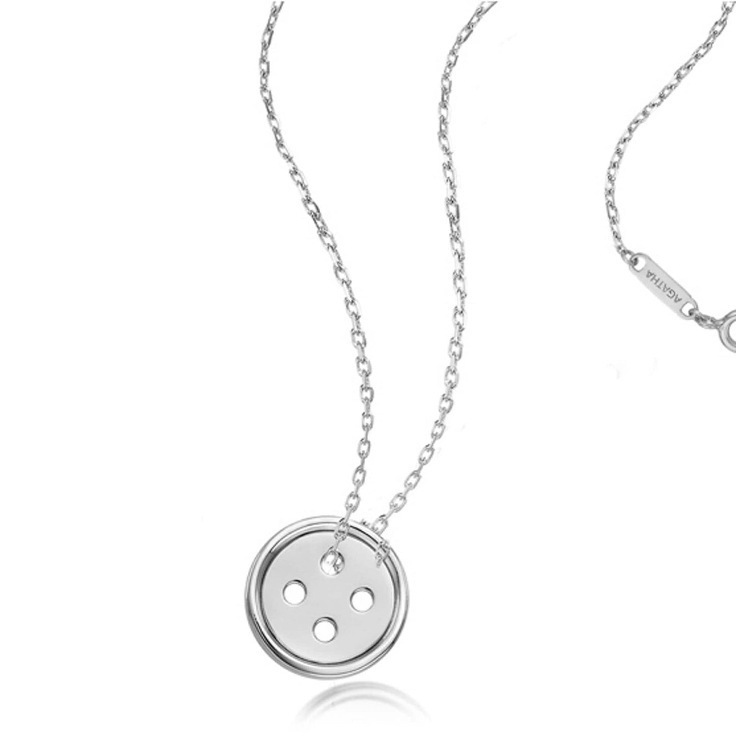 Sterling Silver Small Button Necklace as Cute as Button