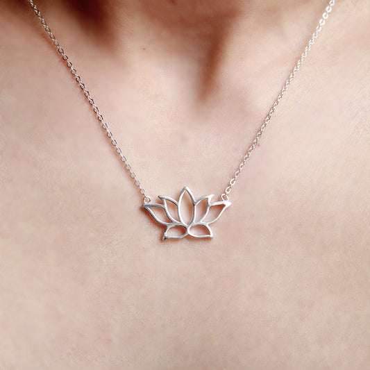 925 Sterling Silver Lotus Flower Necklace spiritual jewellery novelty necklace yoga lotus silver earrings