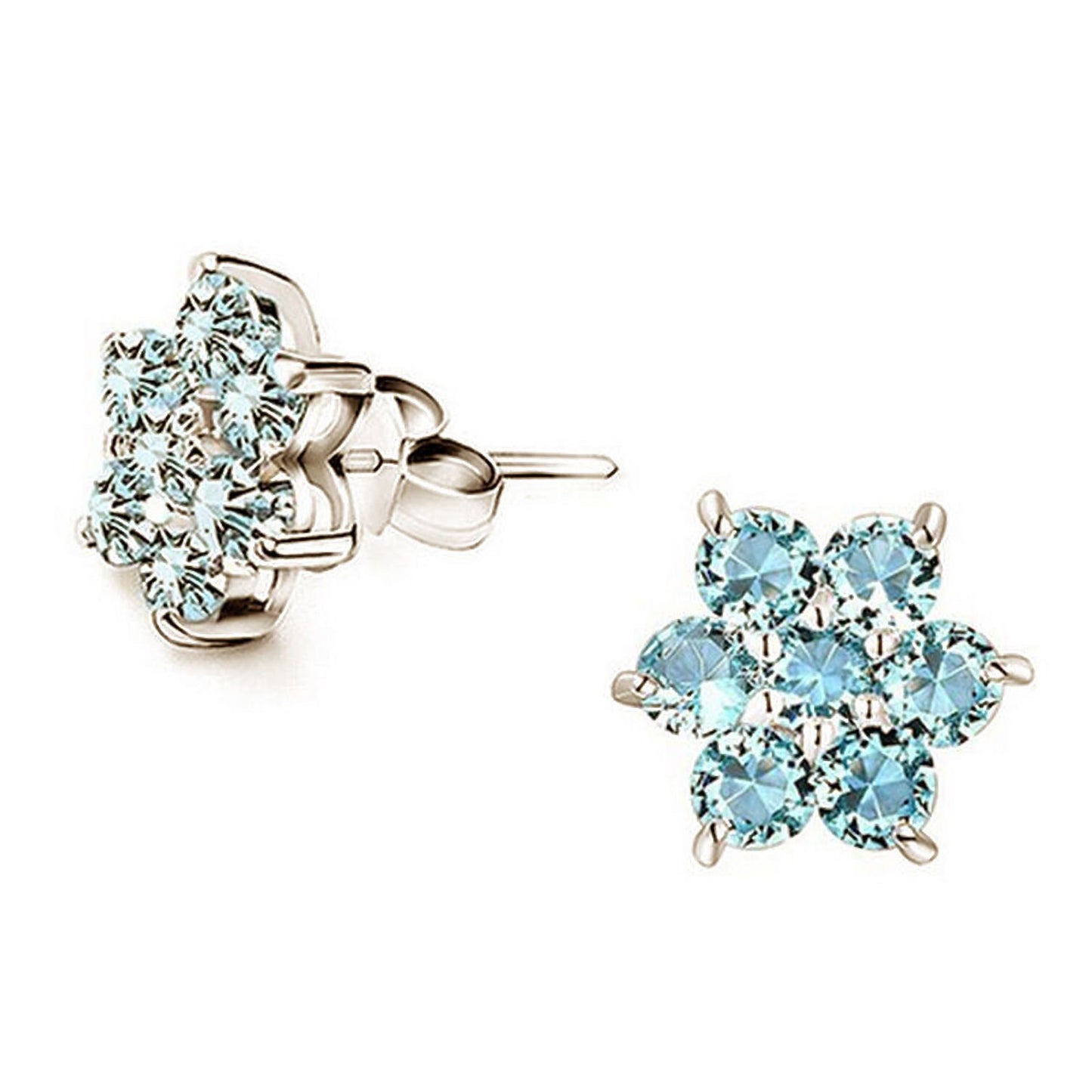 Turquoise Blue Snowflake Frozen  925 Silver Earrings