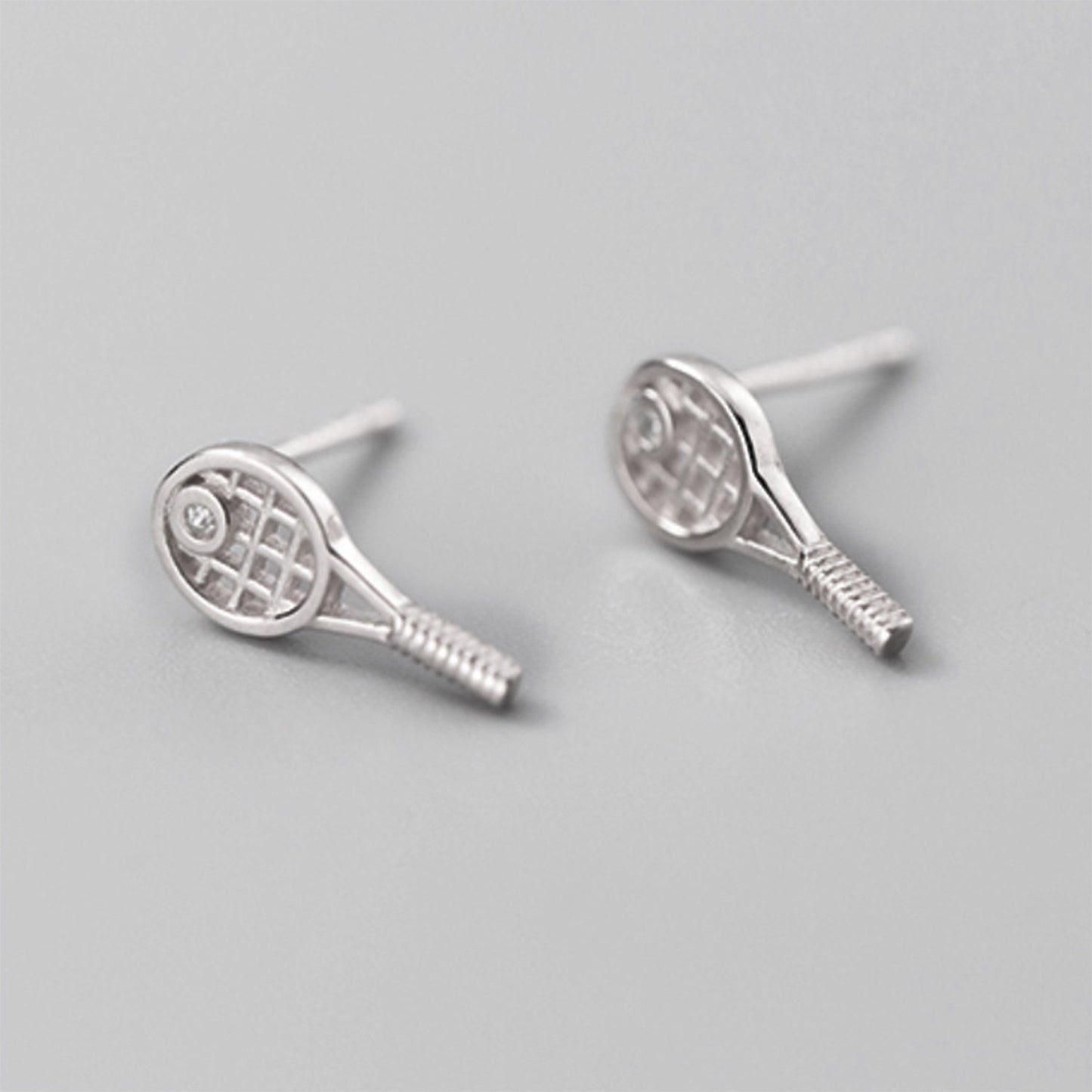 Sterling Silver Tennis Racket Stud Earrings Sports game lover jewellery badminton