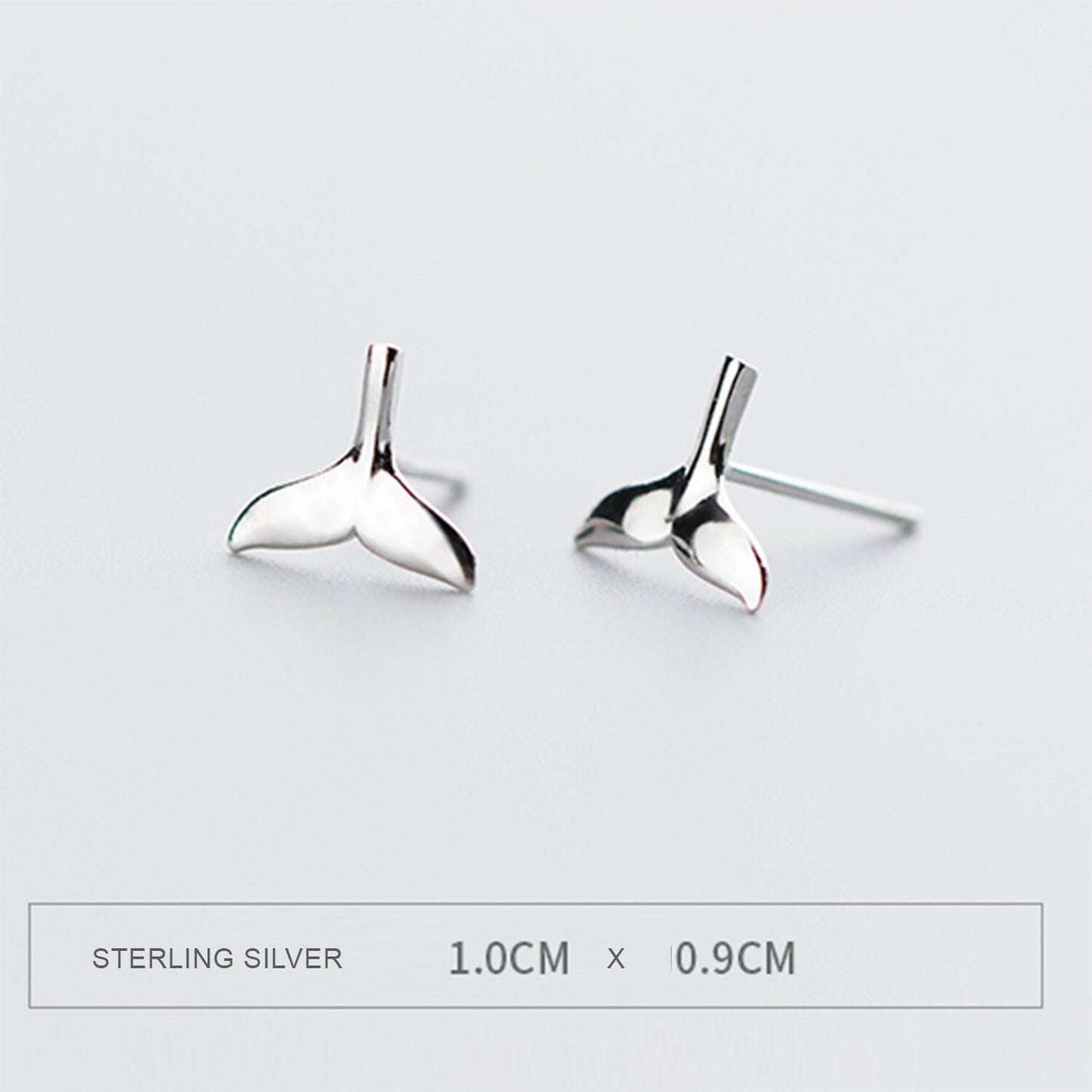 Sterling Silver Whale Tail Fish Nautical Charm Mermaid Tail Silver Studs Earrings birthday gift awareness Tribal Dolphin Maori