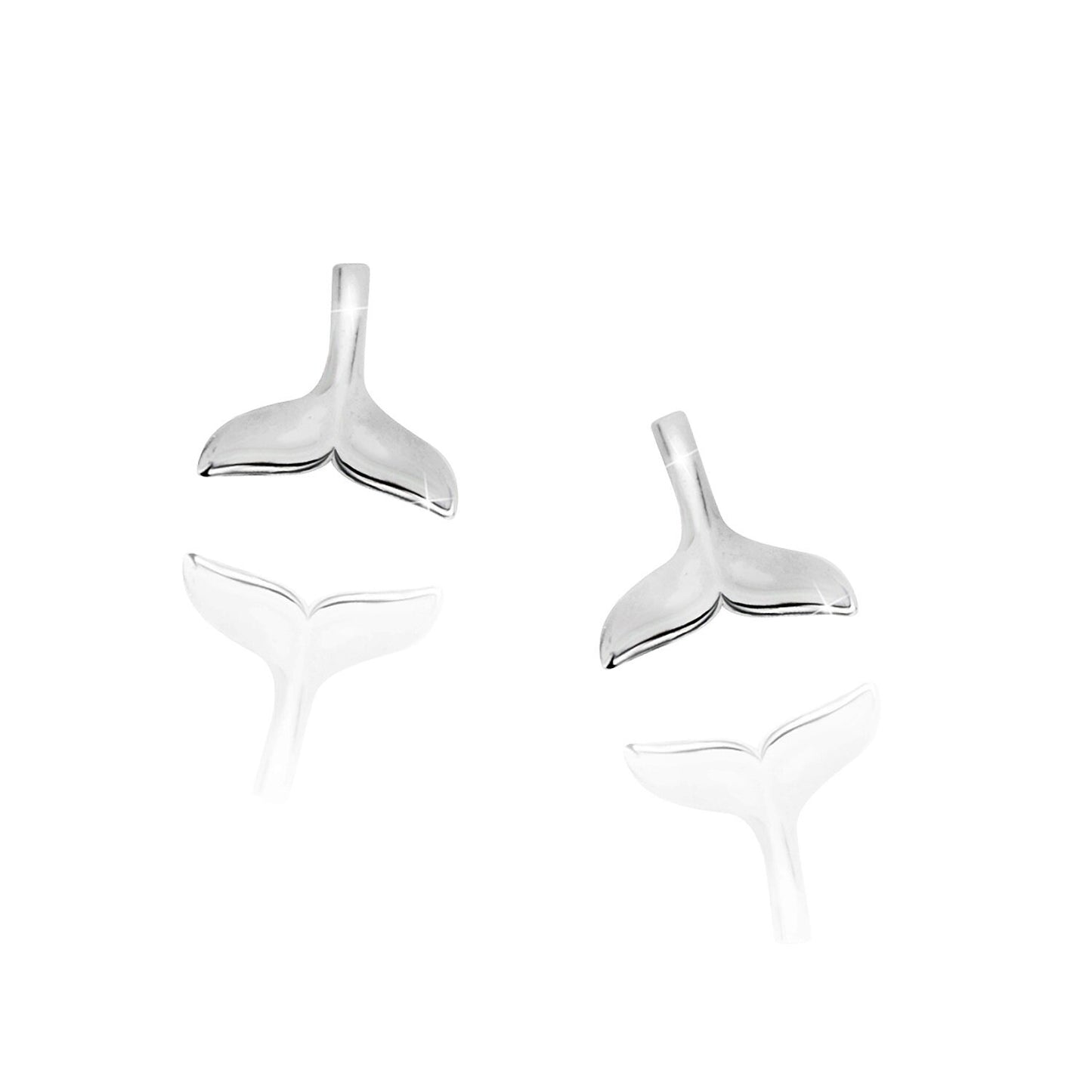 Sterling Silver Whale Tail Fish Nautical Charm Mermaid Tail Silver Studs Earrings birthday gift awareness Tribal Dolphin Maori