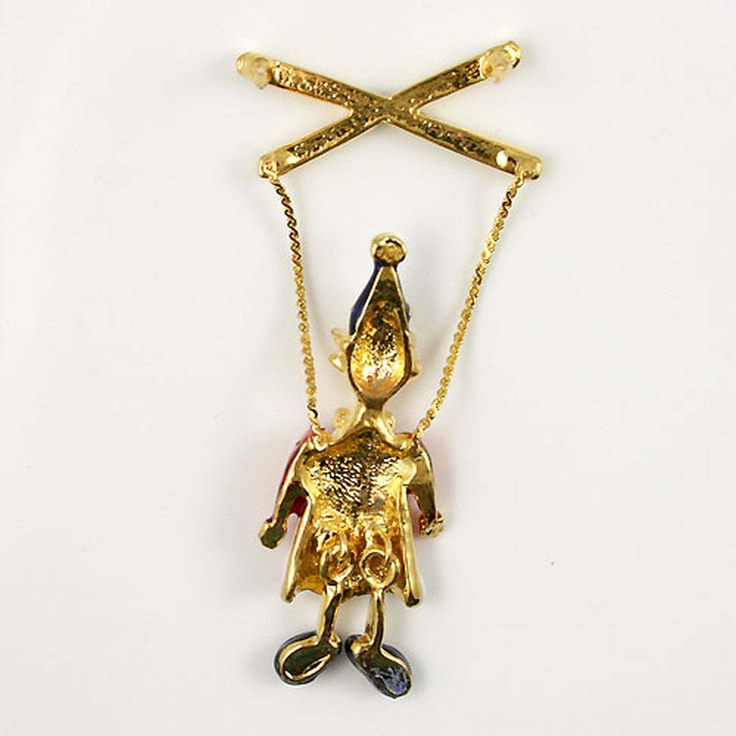 Gold Plated Puppet Clown Brooch Pin