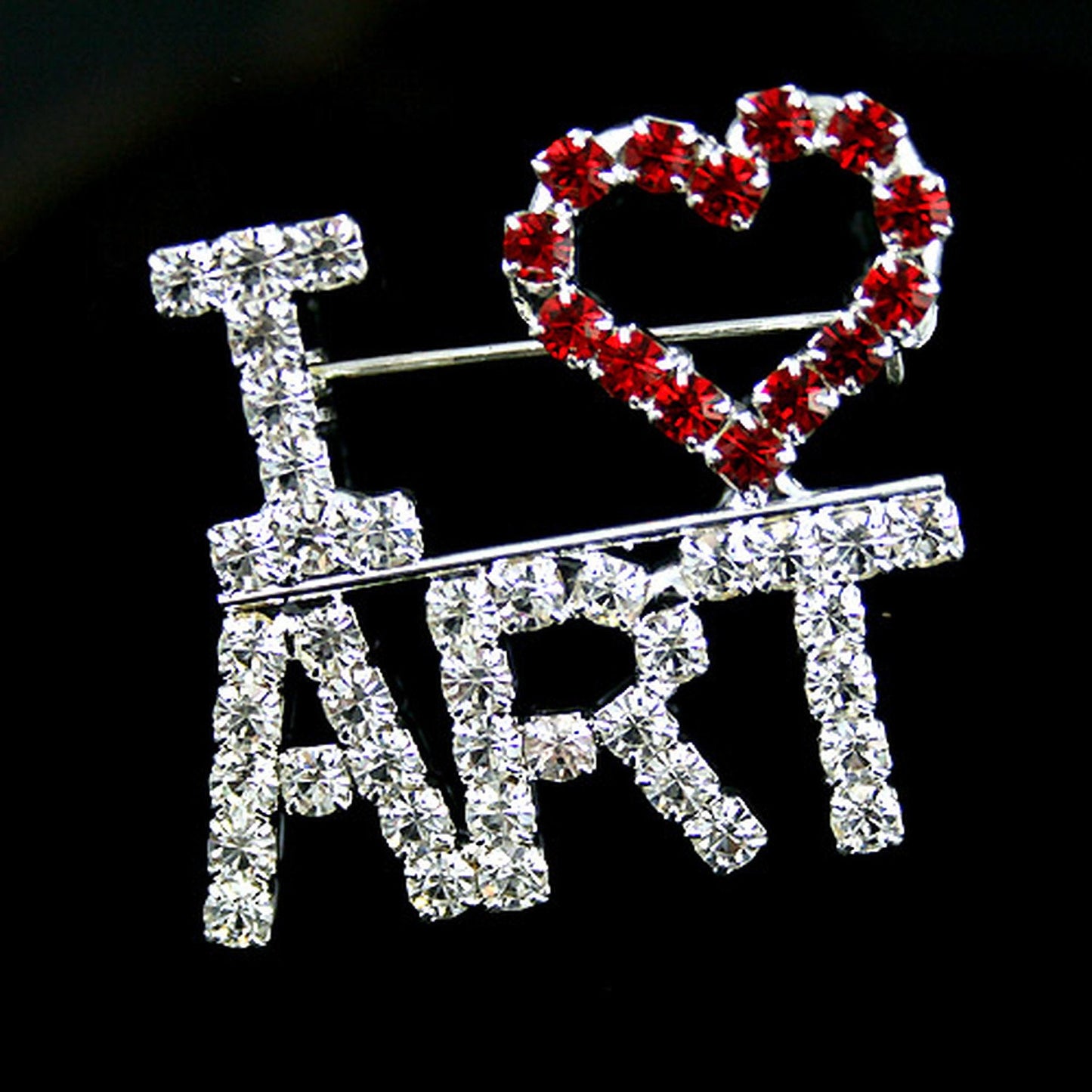 I Love Art Crystal Letter Novelty Artist Painter Brooch Pin