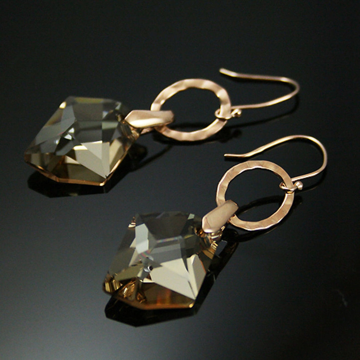 Rose Gold Plated Gold Cosmic Crystal Earrings Made With Genuine Swarovski Elements