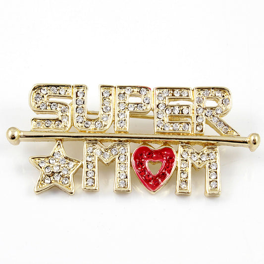 Super Mum Gold Plated Brooch Kitsch Pin Mother's Day gift Mom Pin Brooch I love you Mum Gift for Mother