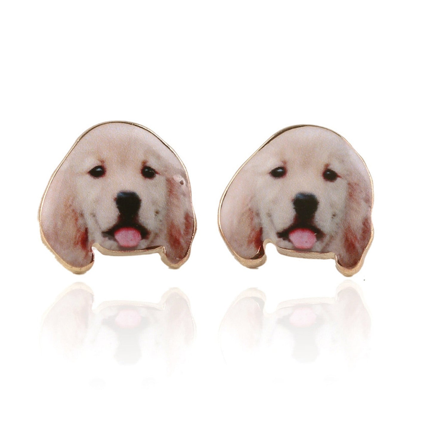 Gold Retriever or Beagle Dog Puppy Stud Earrings Resin Dog Lover Jewellery