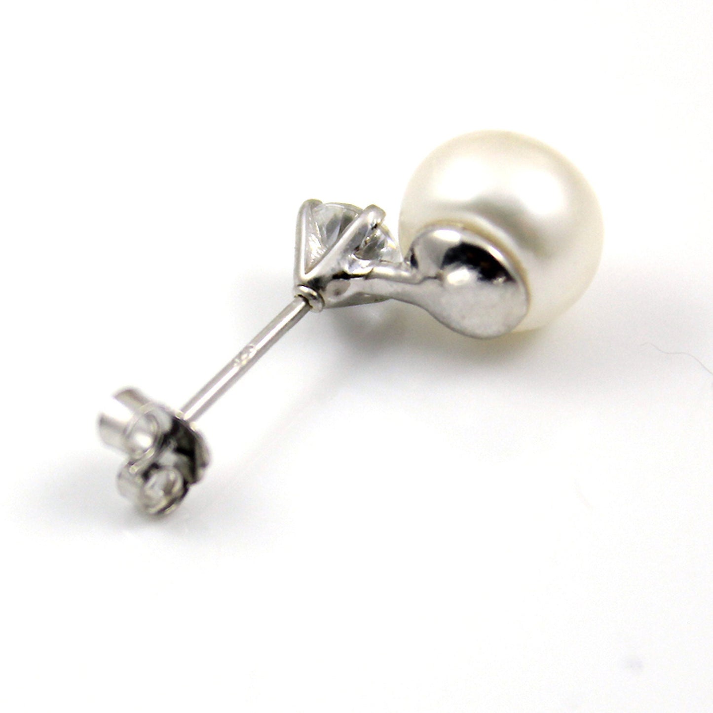 White or Orange Freshwater Pearl Silver Earrings 925 Silver Stud Earrings