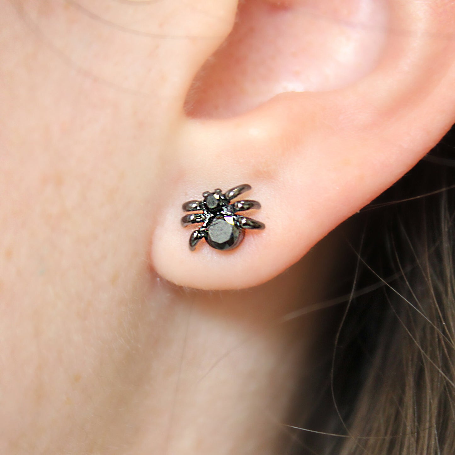 Oxidised Sterling Silver Spider Stud Earrings