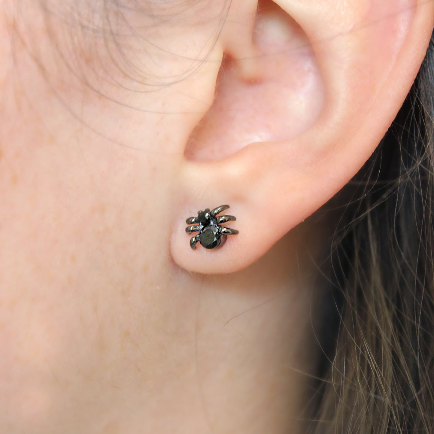 Oxidised Sterling Silver Spider Stud Earrings  Halloween Gothic Insect