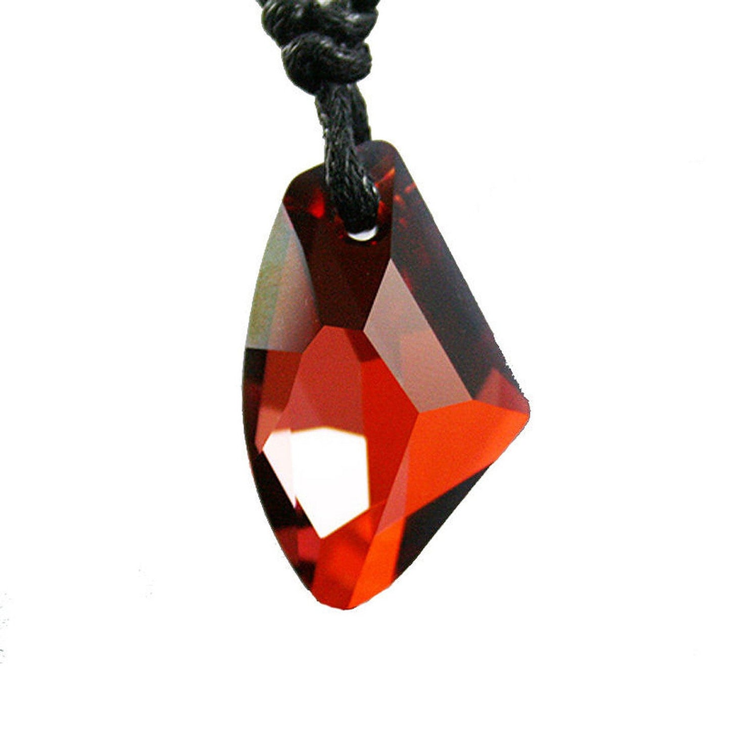 Green, Purple, Clear, Red, Pink, Blue or Gold Diamond Shaped Crystal Waxed Cord Necklace