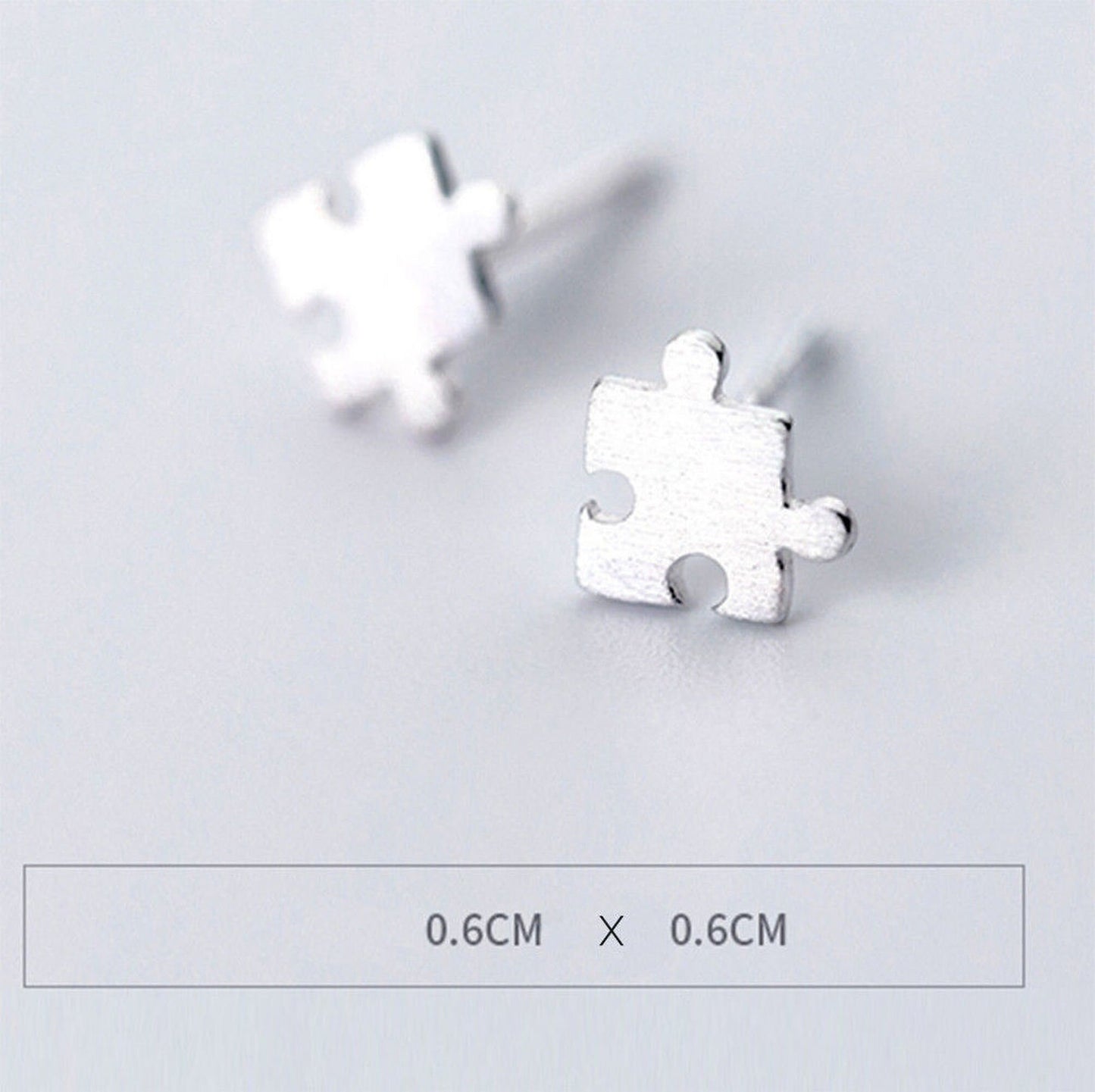 Sterling Silver Jigsaw Puzzle Piece Stud Earrings (2 slots) Sterling Silver Jigsaw Puzzle Piece Necklace Pendant