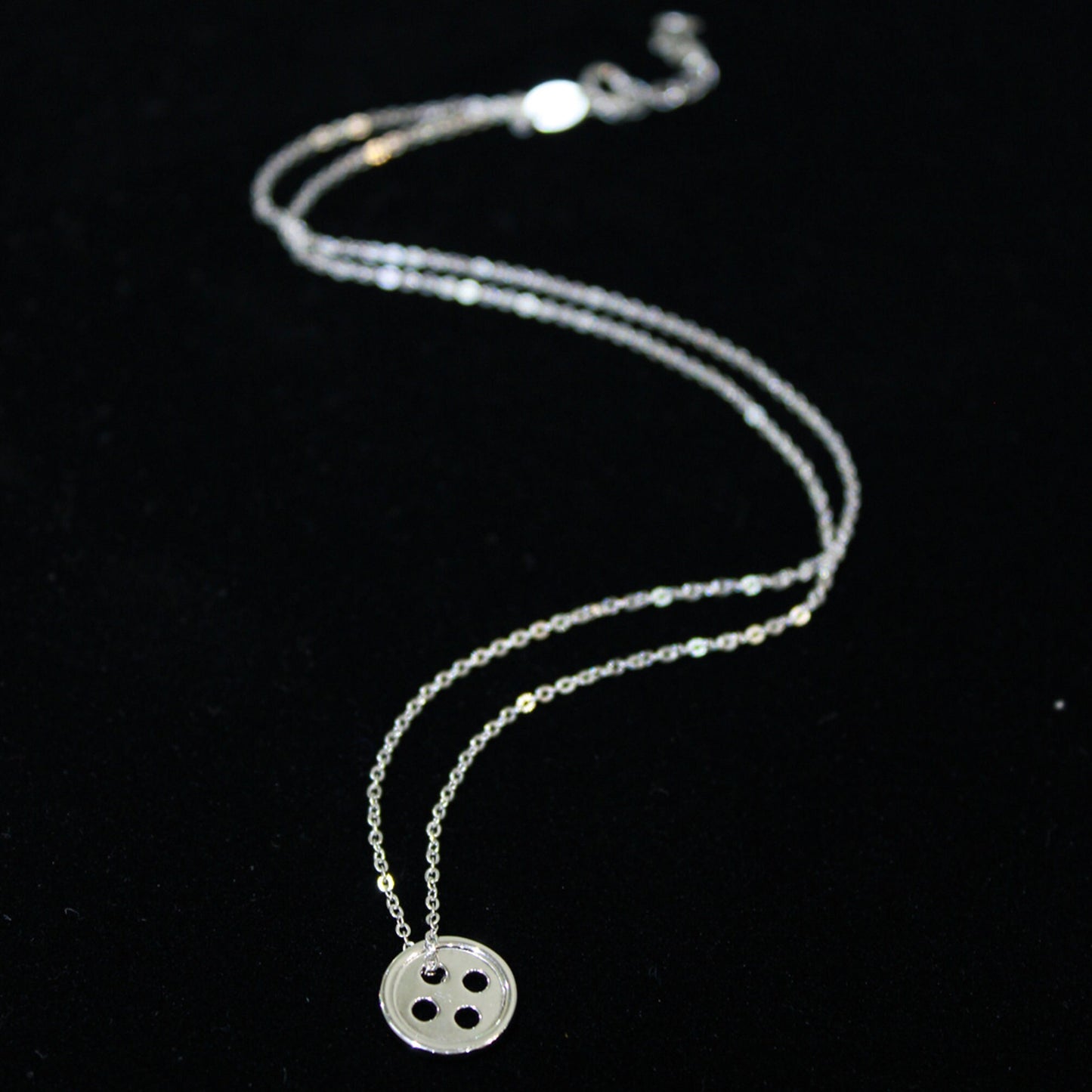 Sterling Silver Small Button Necklace as Cute as Button