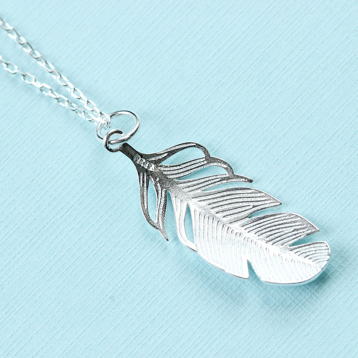 925 Sterling Silver Floating Feather Necklace Freedom Bird Feather Earrings